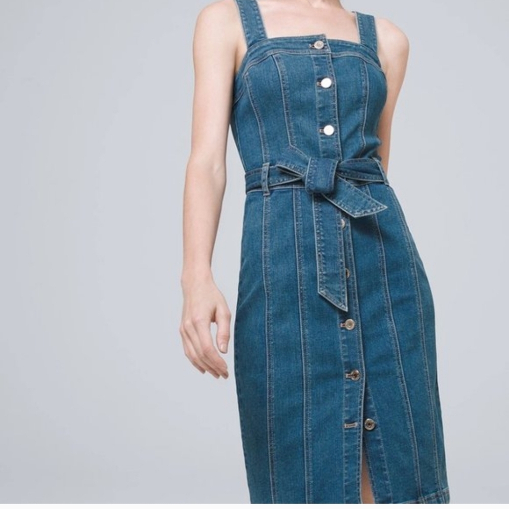 White House Black Market Button Down Denim Dress, Size 6